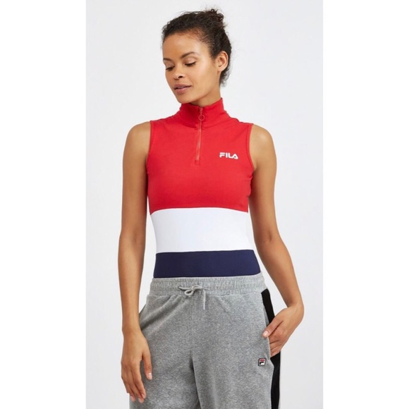 FILA Bianca 14 Zip Colorblock Bodysuit FILA Bianca 14 Zip Colorblock Bodysuit